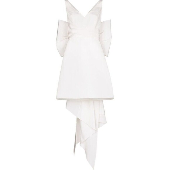 NWT. $2990 Carolina Herrera Oversize-Bow Silk Dress Sz 8 - Picture 4 of 8